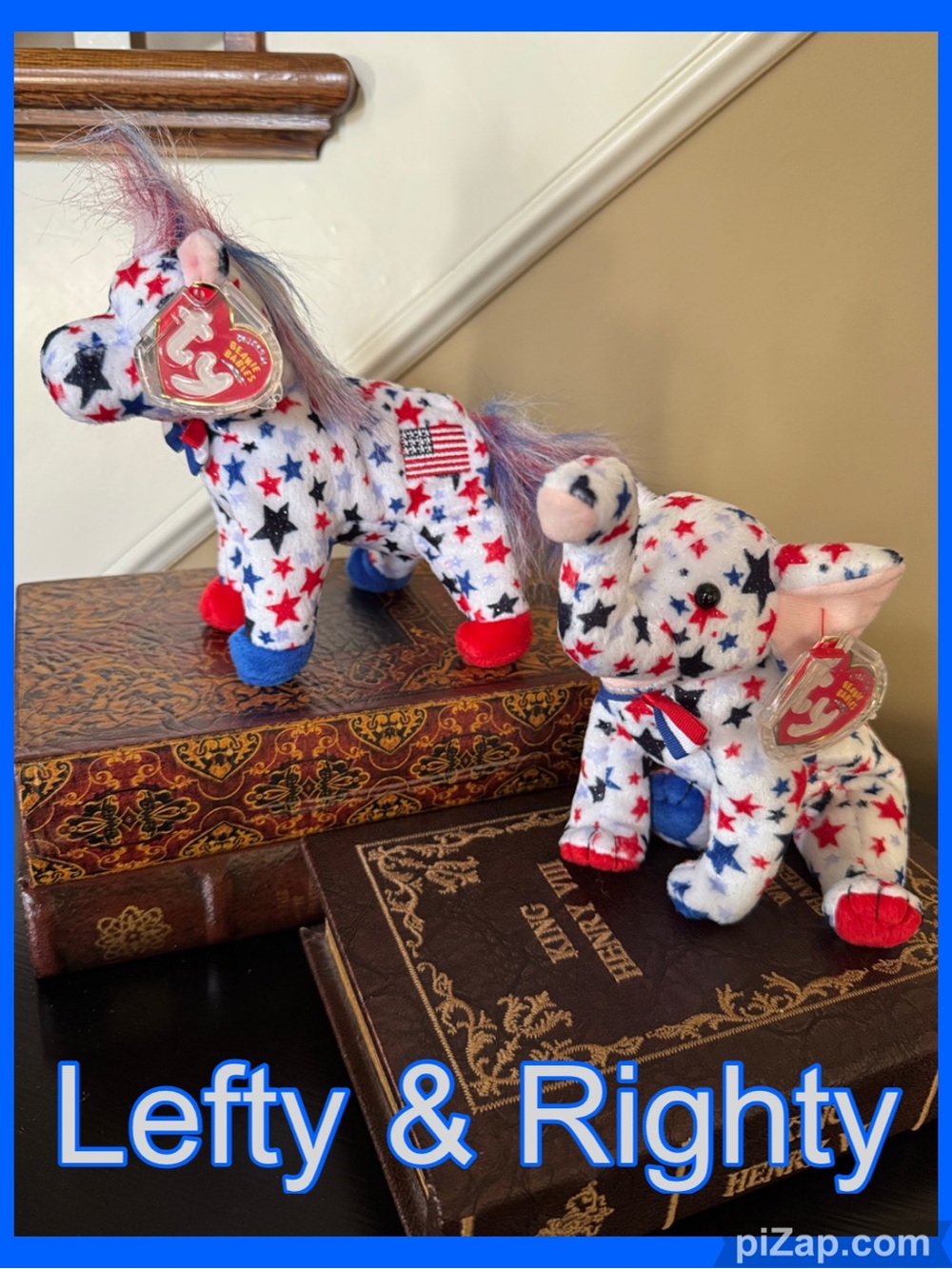 🇺🇸Ty Lefty & Righty Beanie Babies Patriotic Star 2004